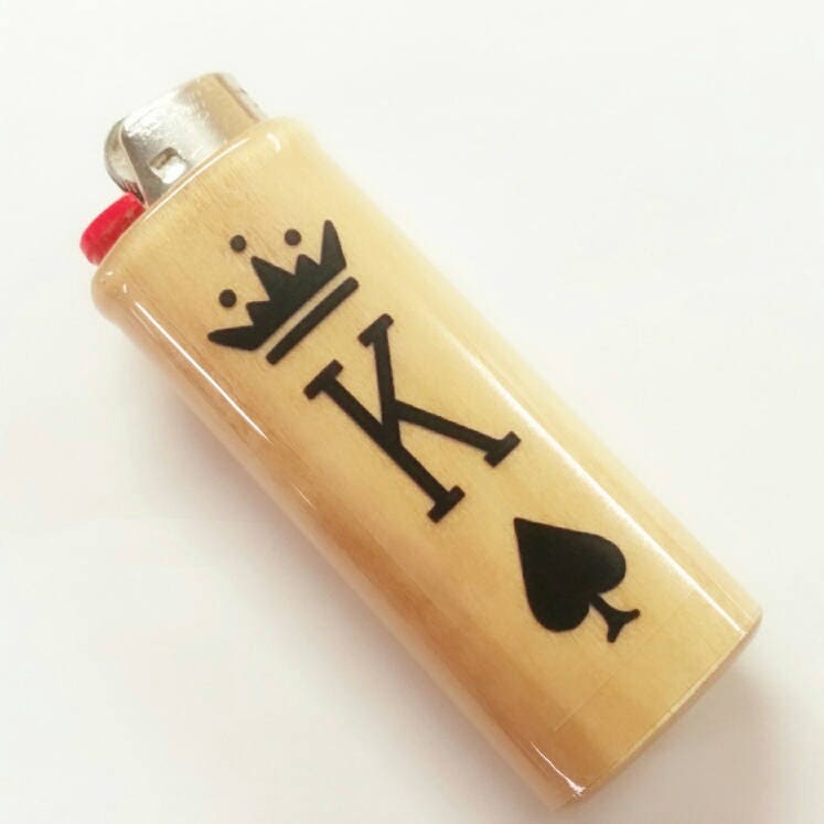 My King Fits Bic Lighters Wood Holder Cover Sleeve Case