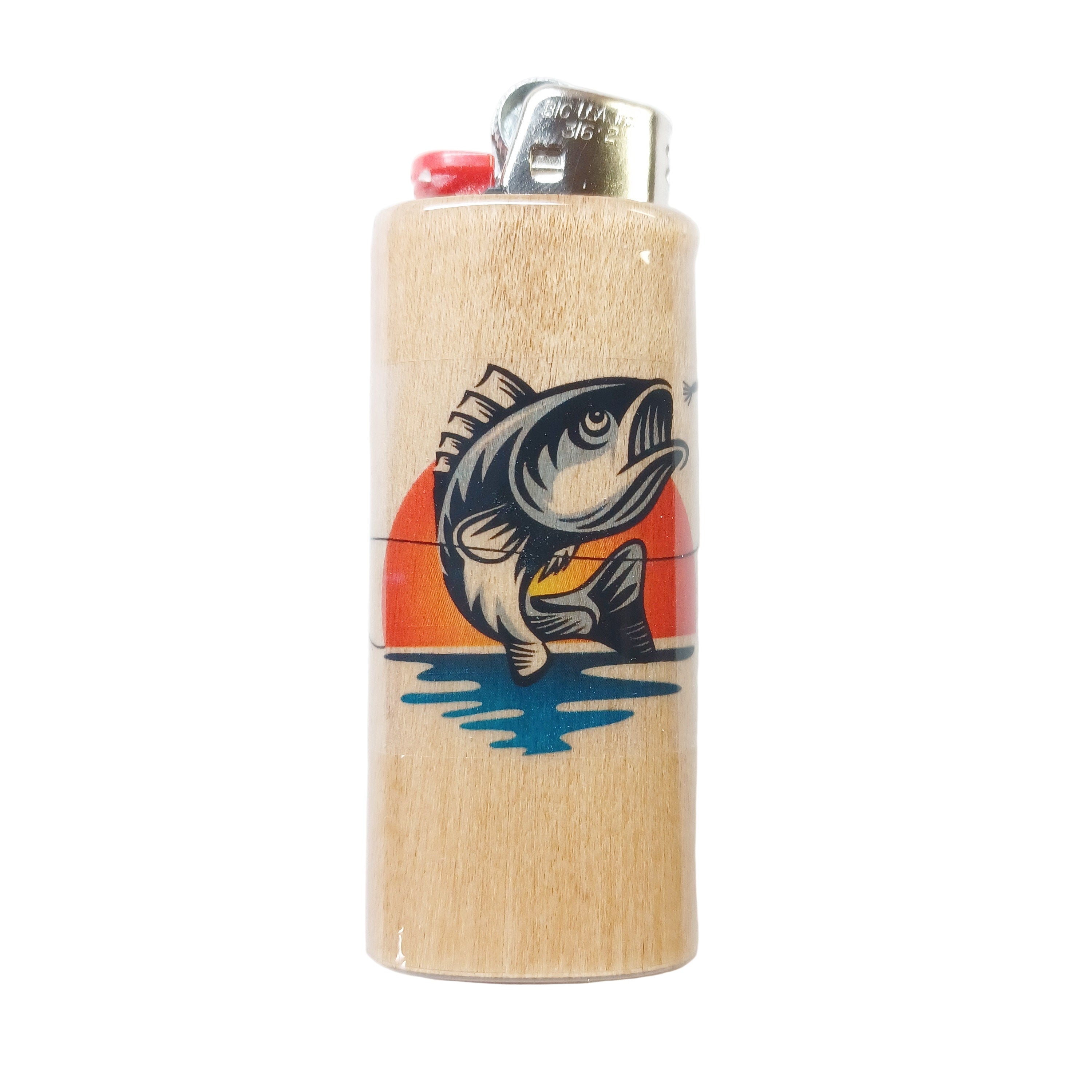 Lighter with fish design on a white background