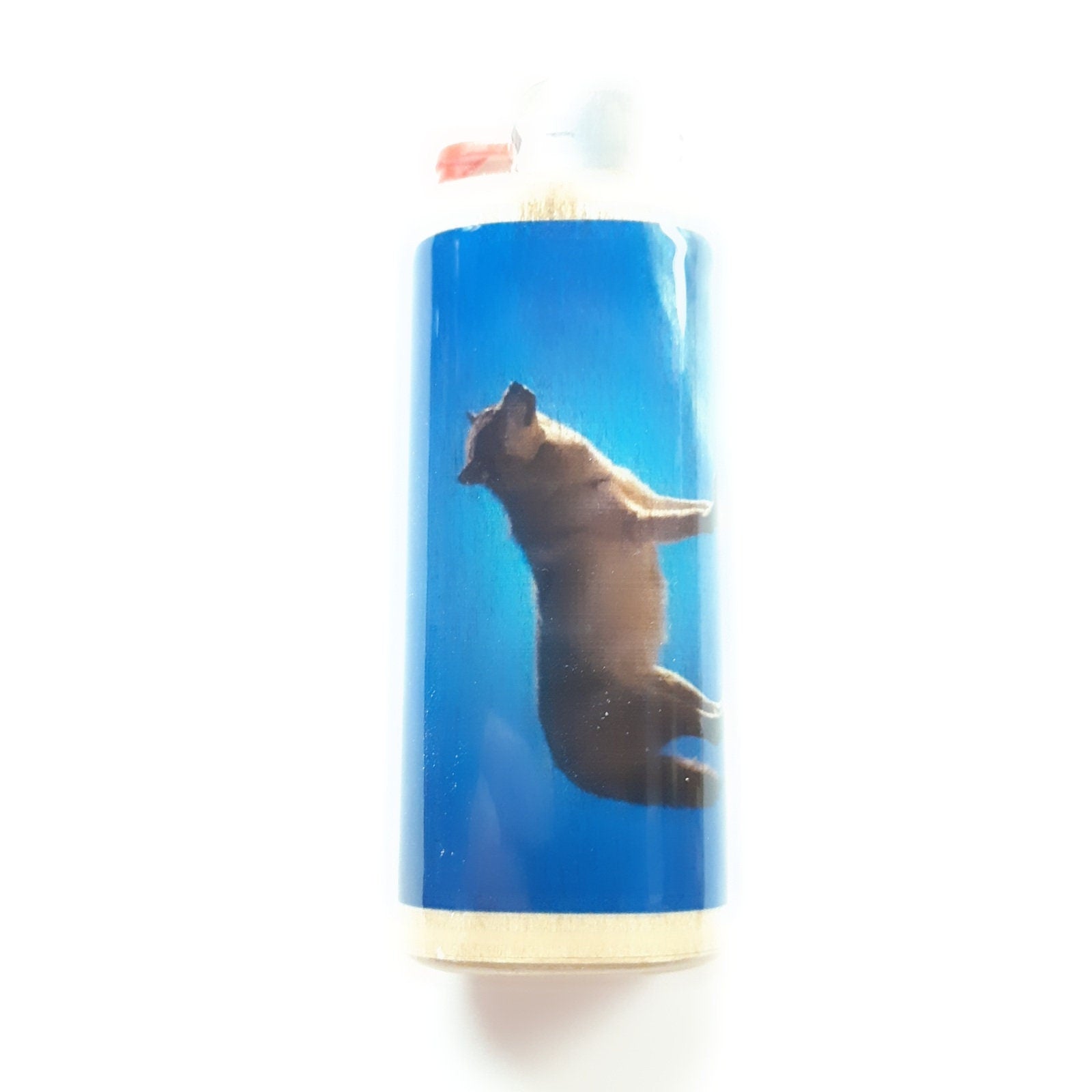 Lighter case with a wolf design on a white background