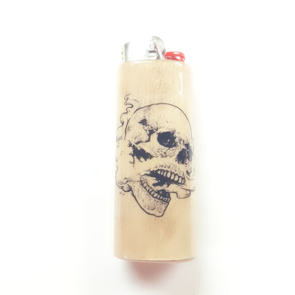 Lighter with a skull design on a white background