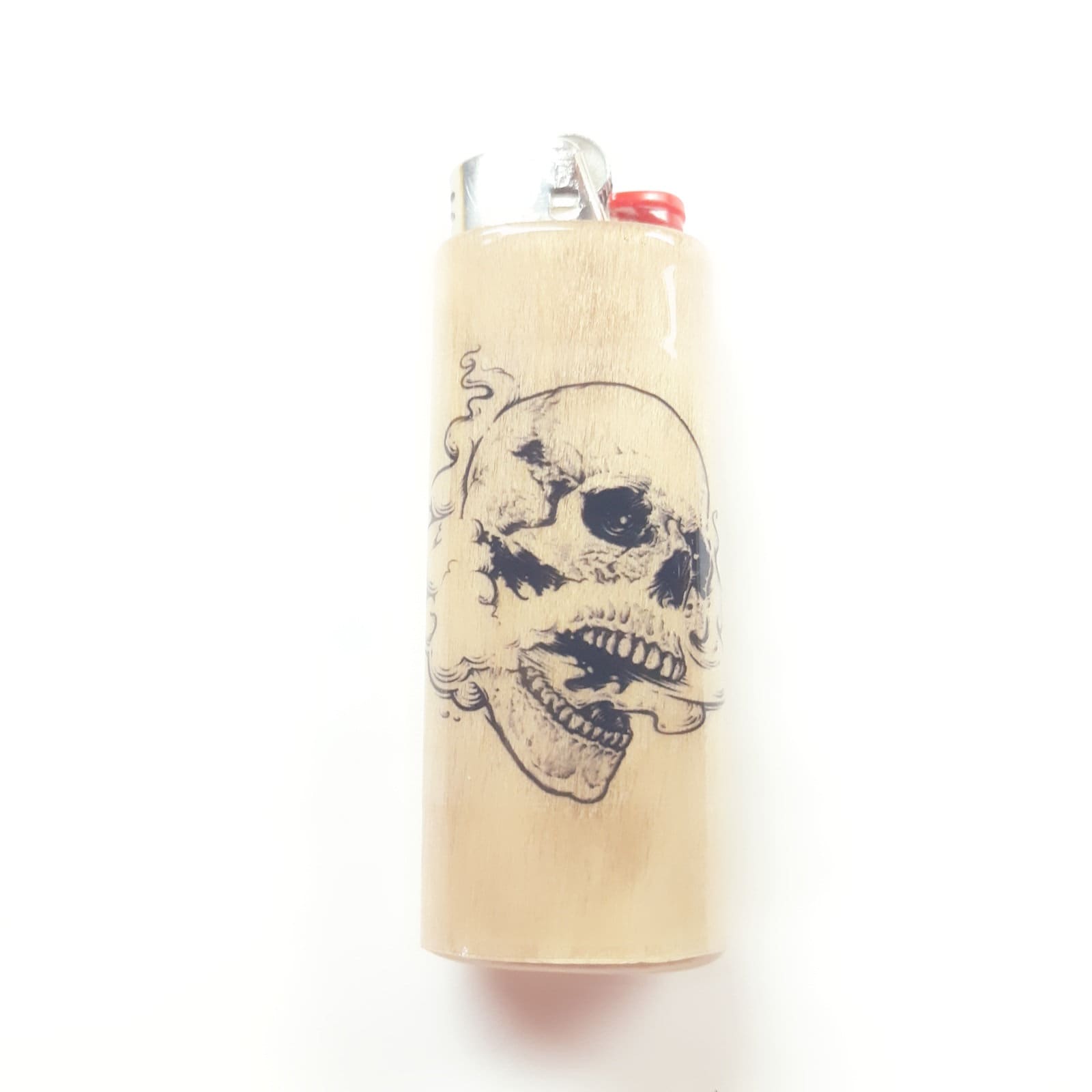 Lighter with a skull design on a white background
