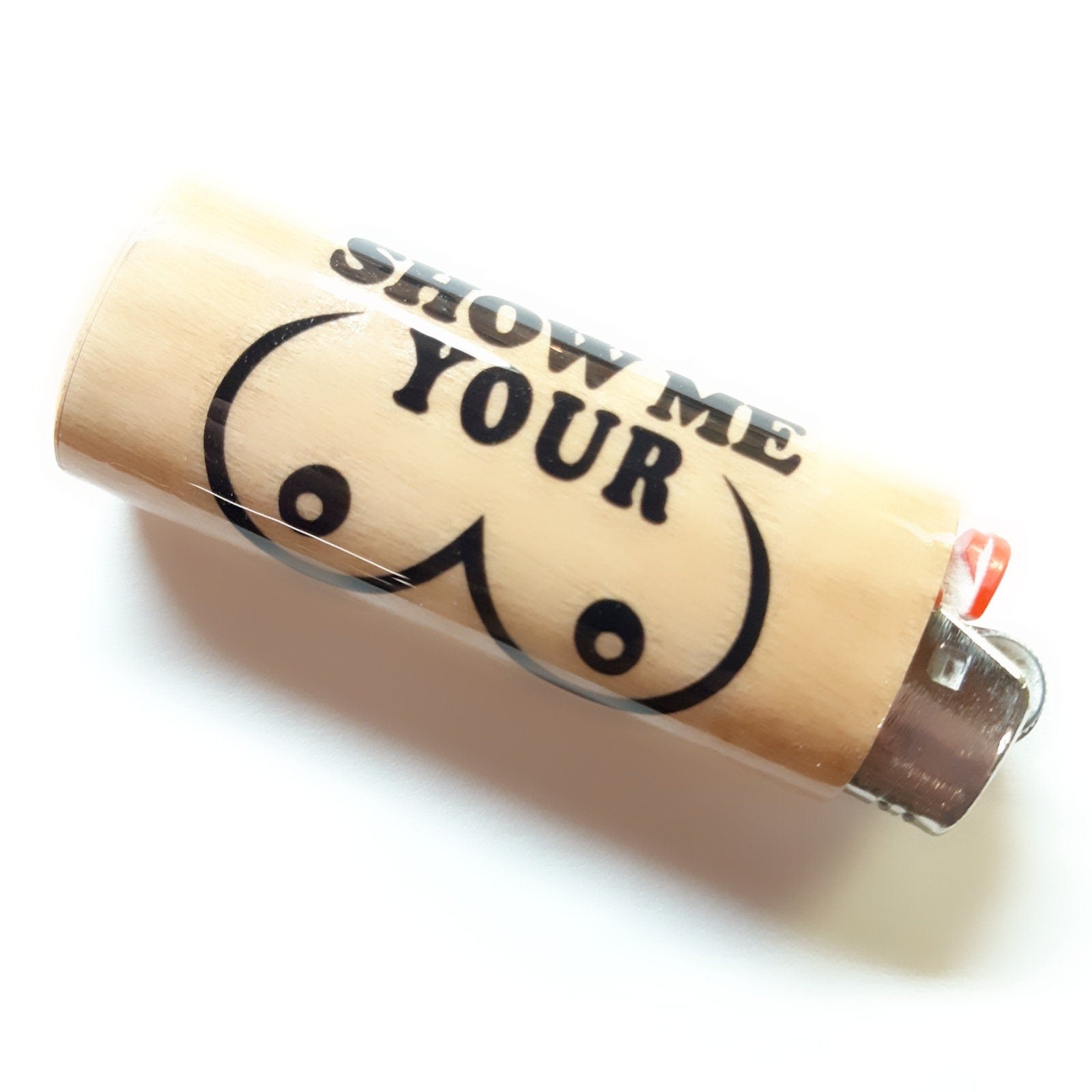 Cork with 'Show Me Your Boobs' text on a white background