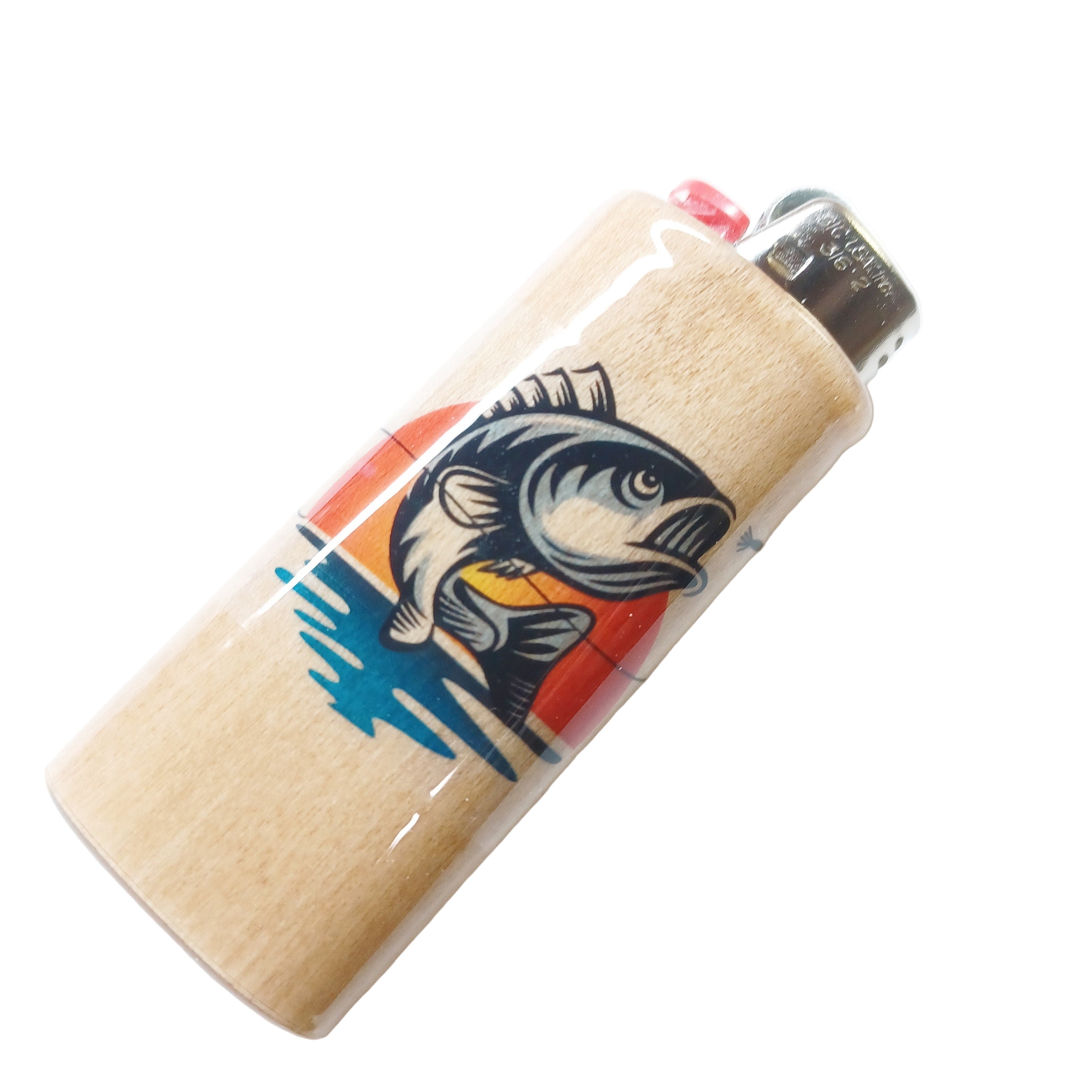 Lighter with fish design on a white background
