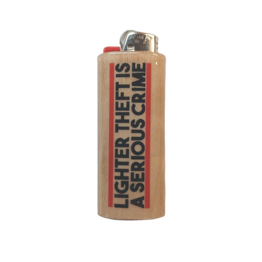 Lighter Theft is a Serious Crime Fits Bic Lighters Wood Holder Cover Sleeve Case