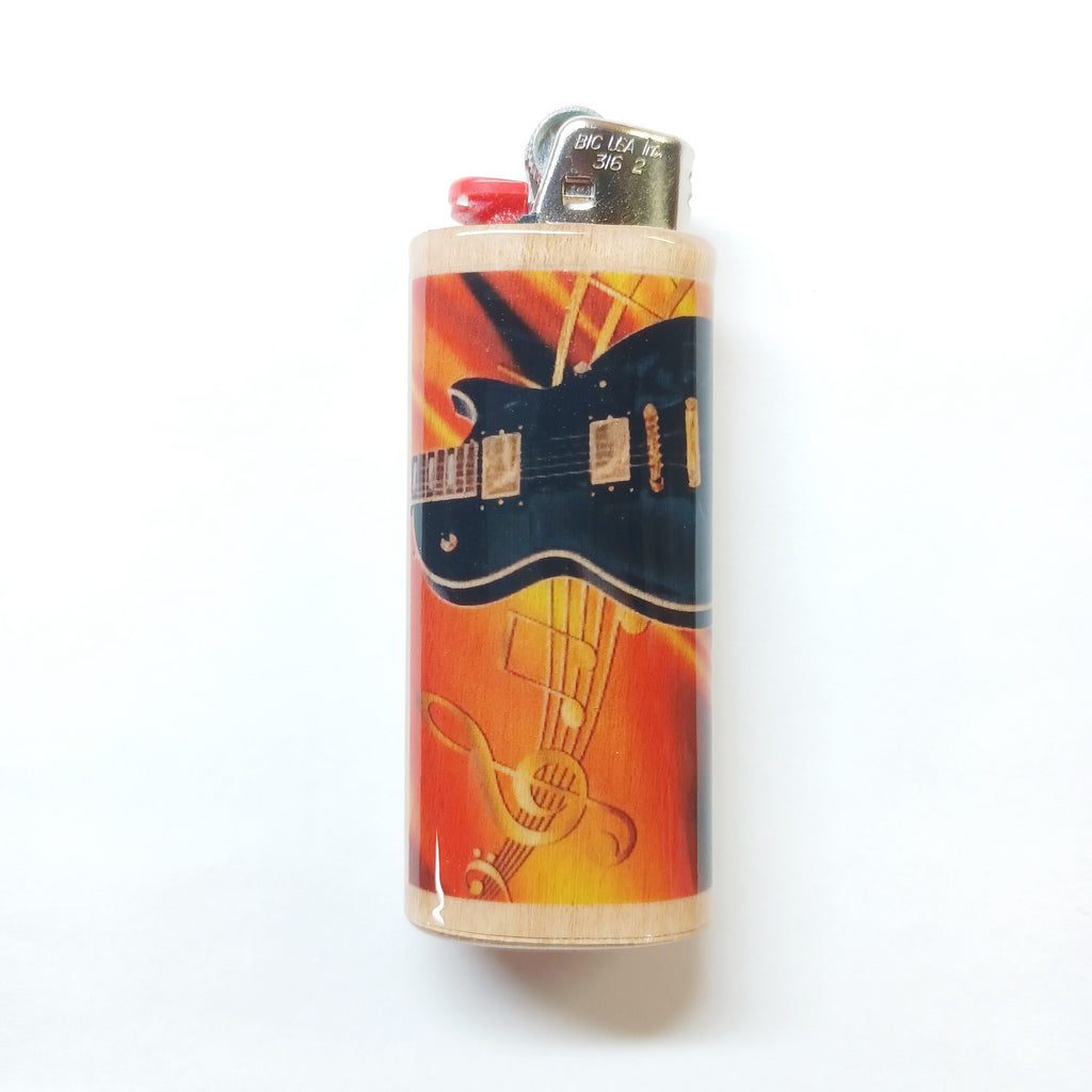 Lighter with a guitar design on a white background