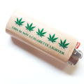 Pot Leaf Designed This Is Not a Cigarette Lighter Fits Bic Lighters Wood Holder Cover Sleeve Case