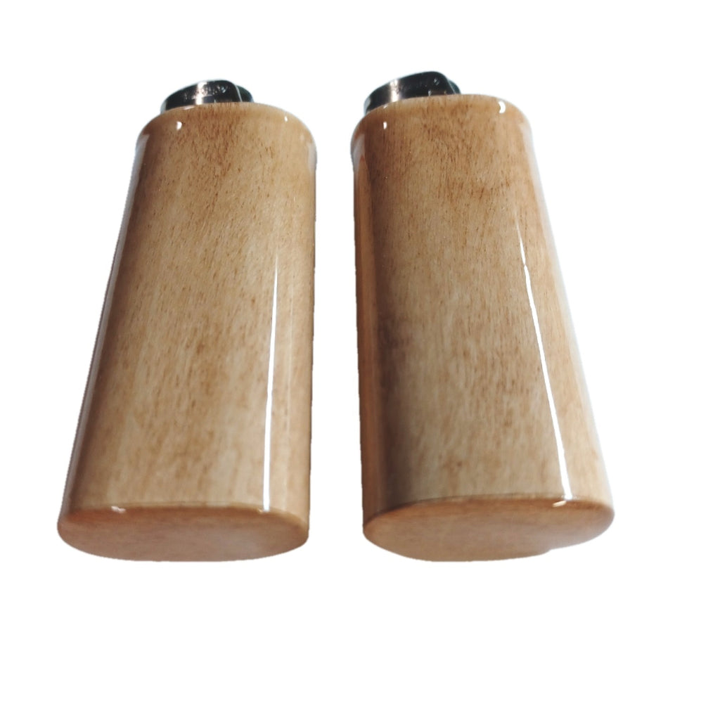 two wood lighter holders