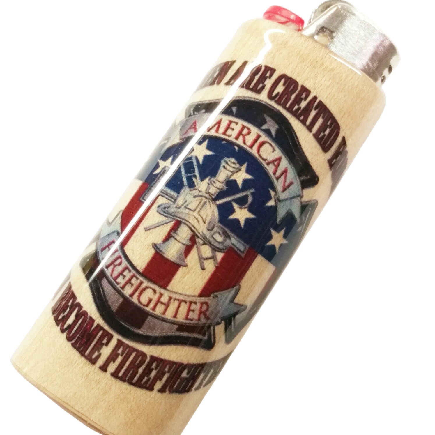 Lighter with American Firefighter design on a white background