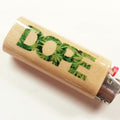 Lighter with 'Dope' and cannabis leaf design on a white background
