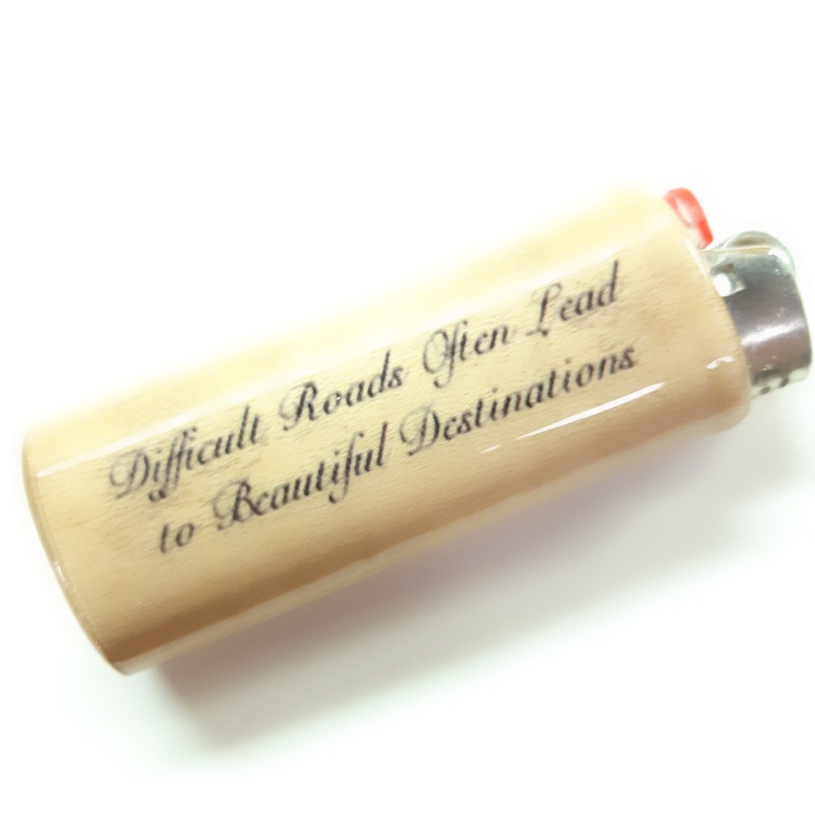 Lighter with motivational quote on a white background