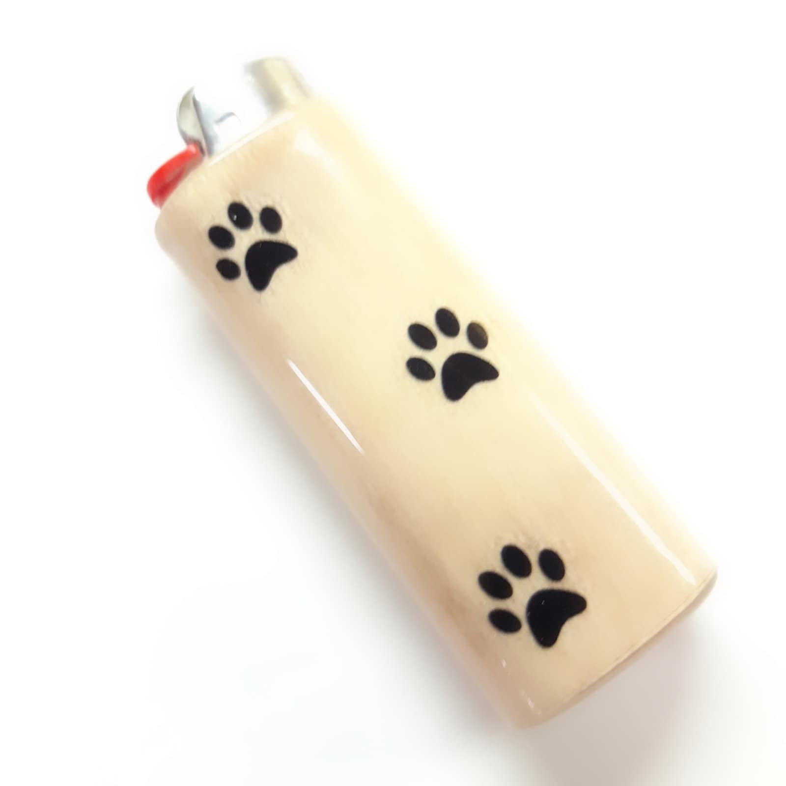 Pet Paw Prints Fits Bic Lighters Wood Holder Cover Sleeve Case