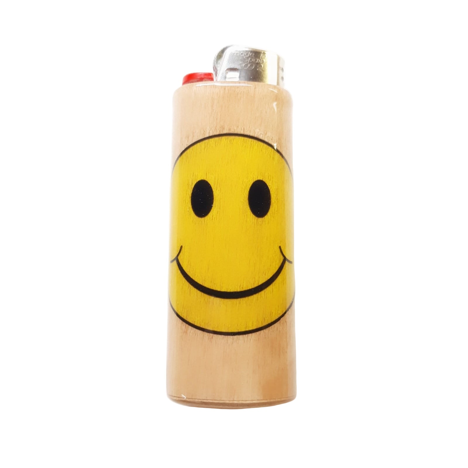 Lighter with a smiley face design on a white background