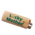 Wooden lighter with 'Lucky Mother' text on a white background