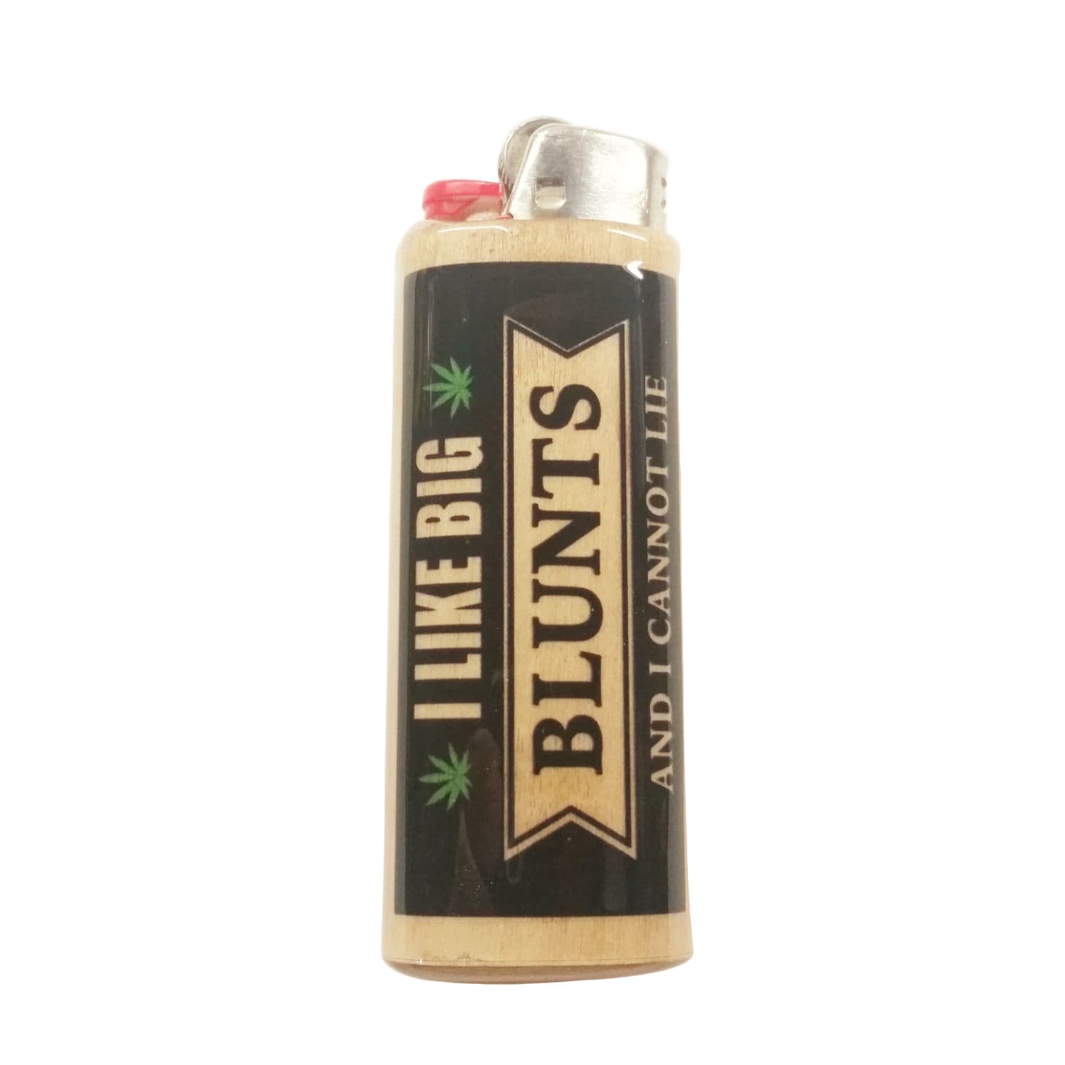 Lighter with 'I Like Big Blunts And I Cannot Lie' text on a white background