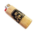 Wooden lighter with 'Game' design on a white background