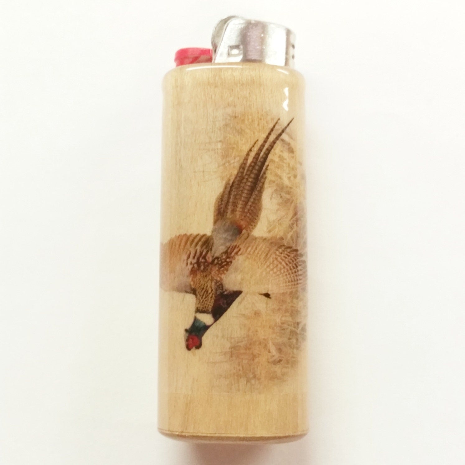 Pheasant Hunting Hunters Fits Bic Lighters Game Bird Hunting Wood Holder Cover Sleeve Case
