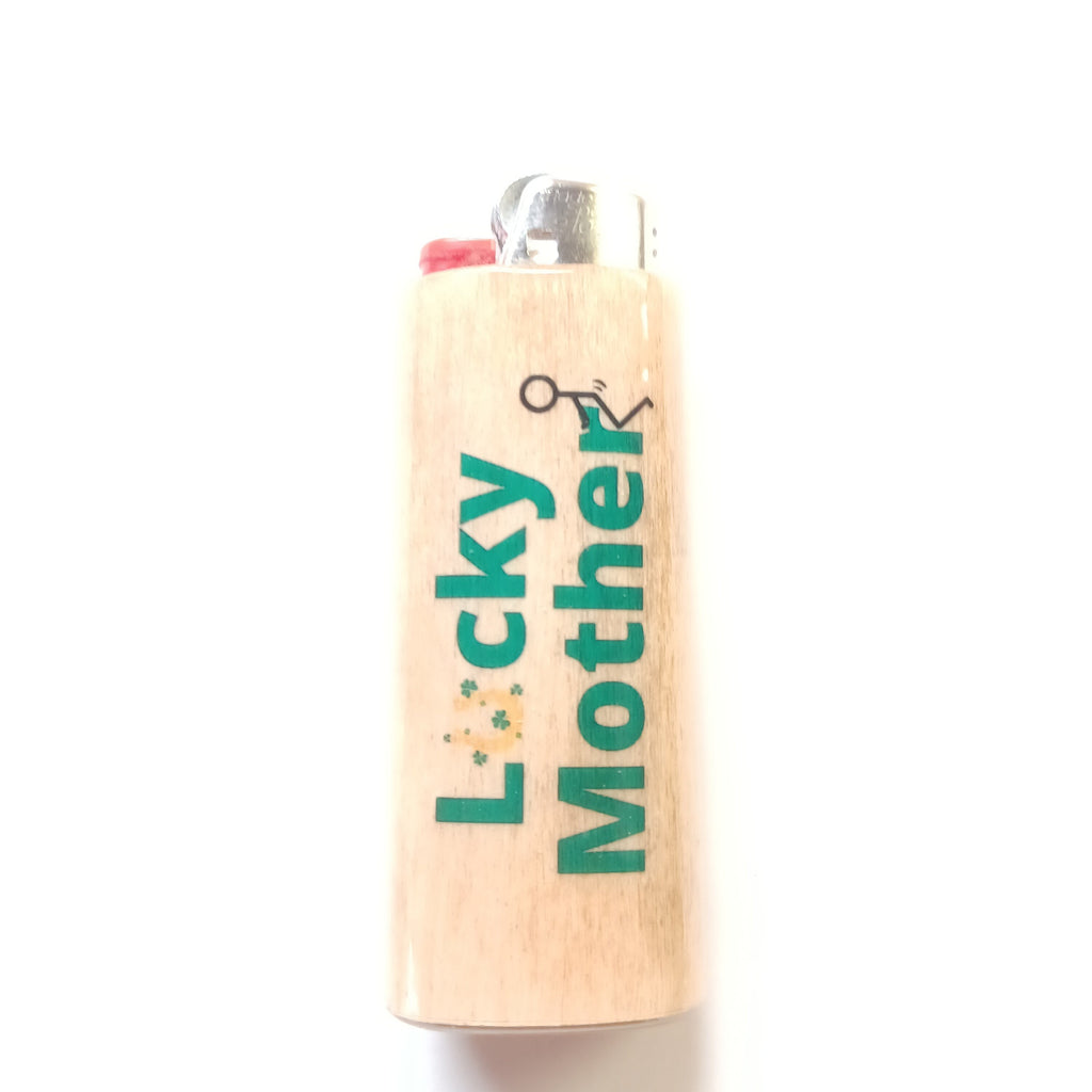 Wooden product with 'Lucky Mother' text on a white background