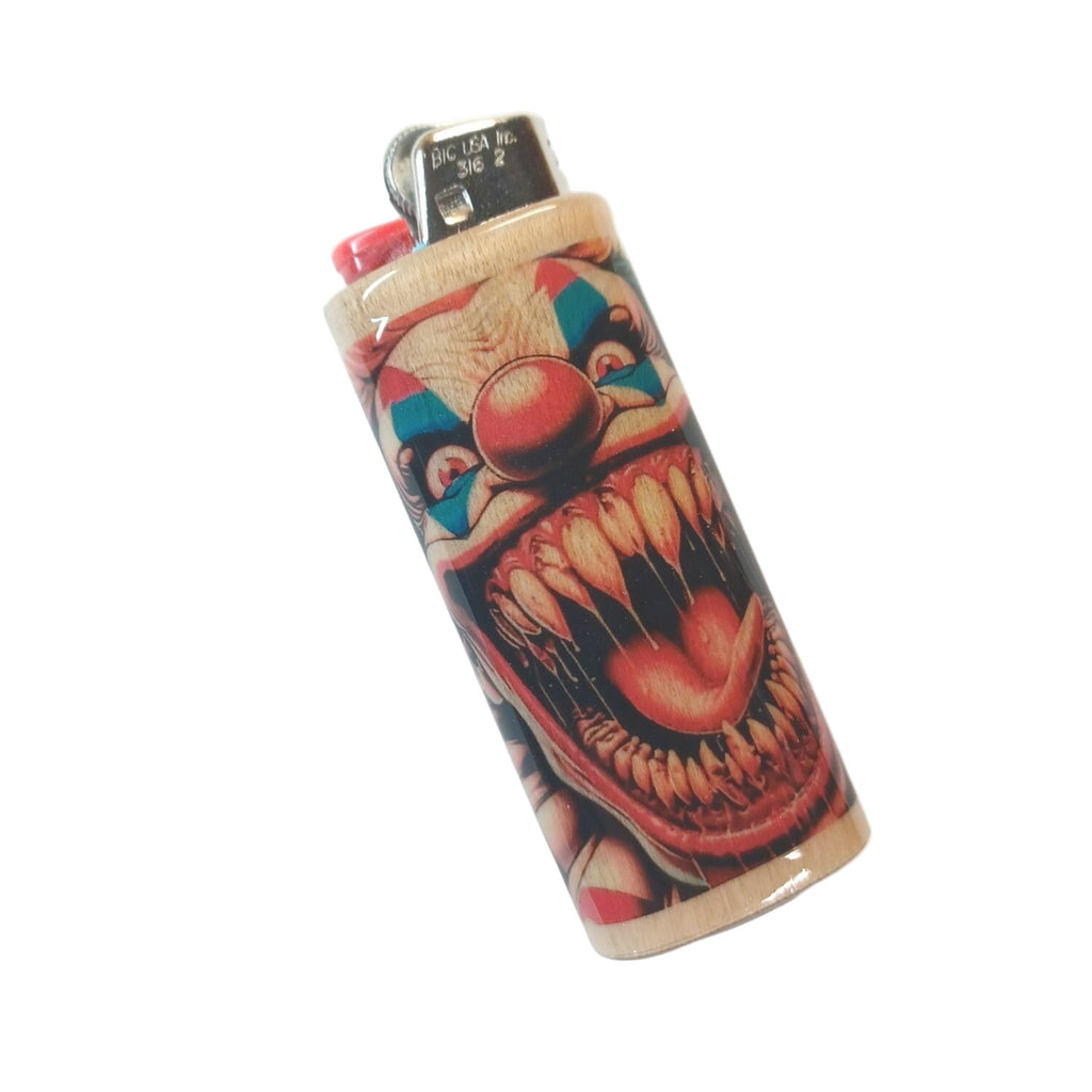 Lighter case with a clown design on a white background