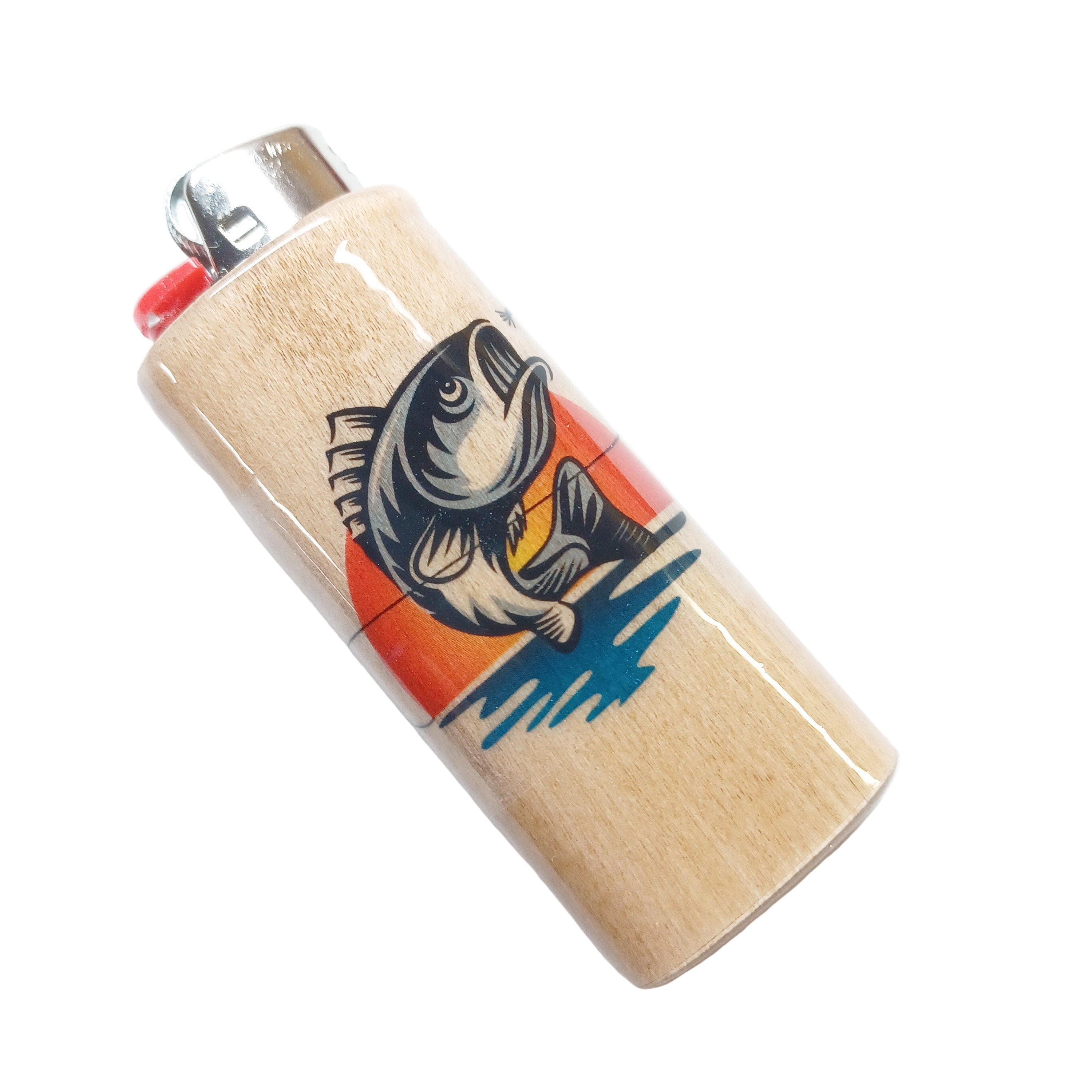Lighter with fish design on a white background