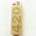 Lighter with a decorative 420 Pot Leaf design on a white background