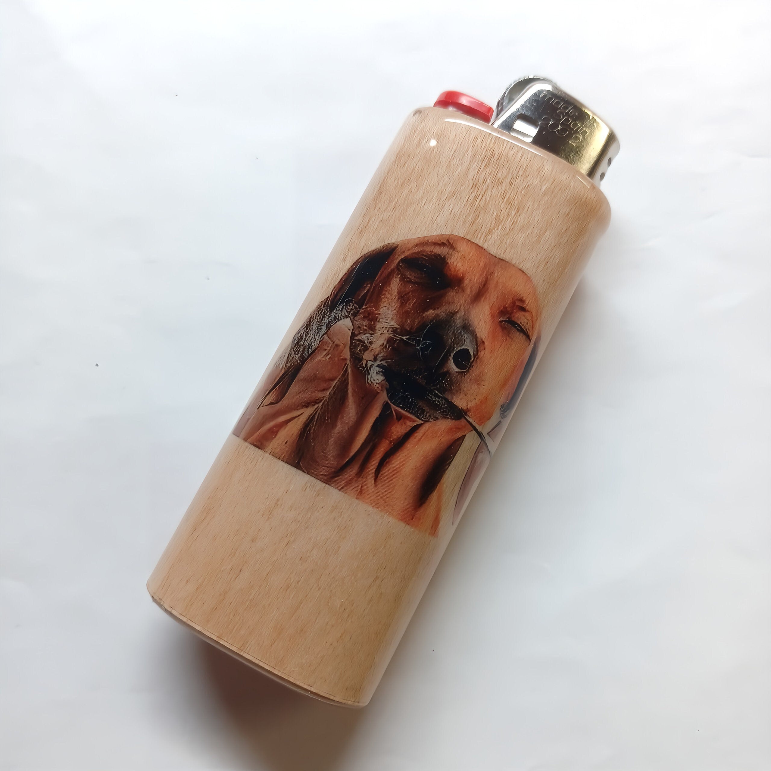 Dog Stoned Smoking Joint Fits Bic Lighters Case Holder Sleeve Cover
