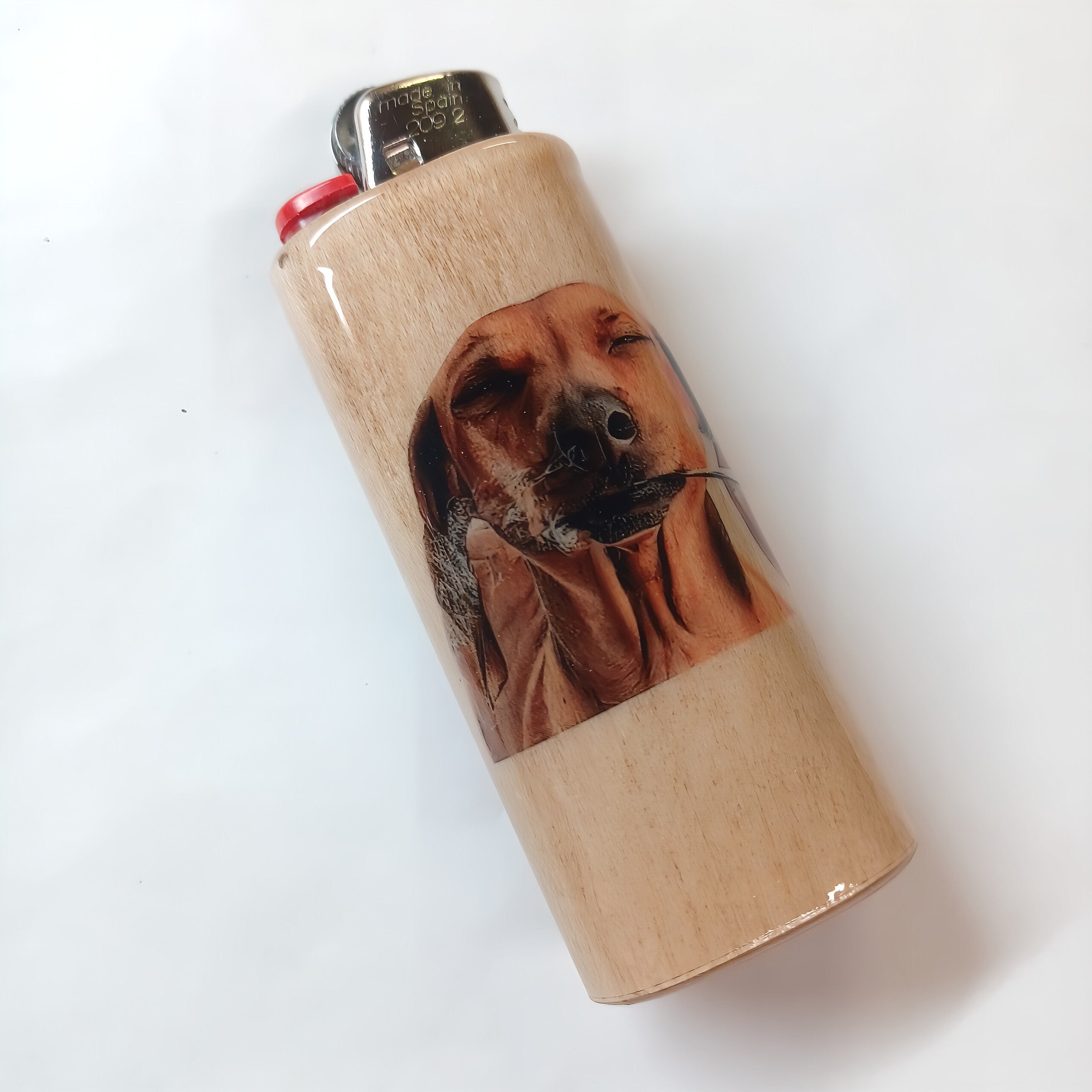 Dog Stoned Smoking Joint Fits Bic Lighters Case Holder Sleeve Cover