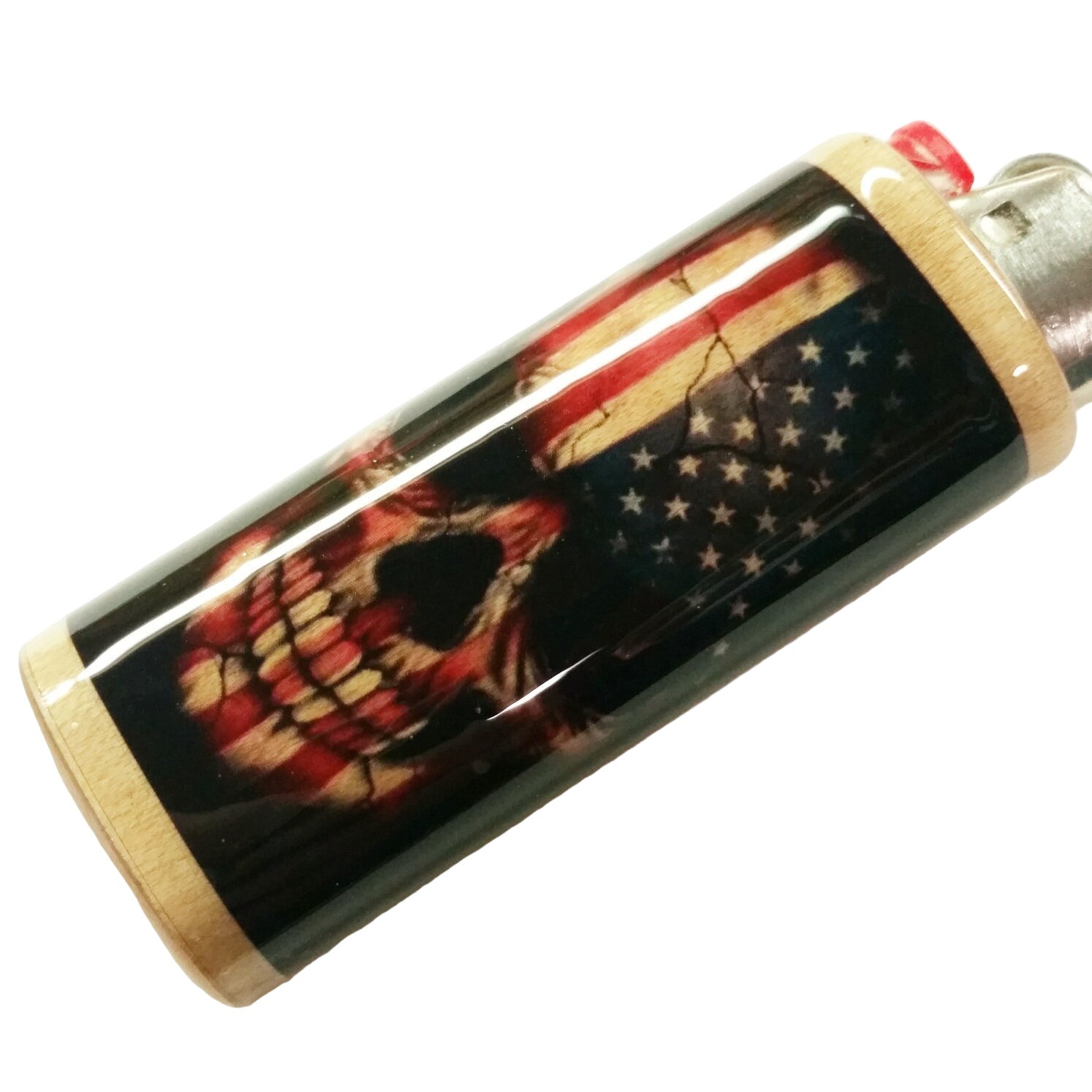 Lighter with American flag and eagle design on a white background