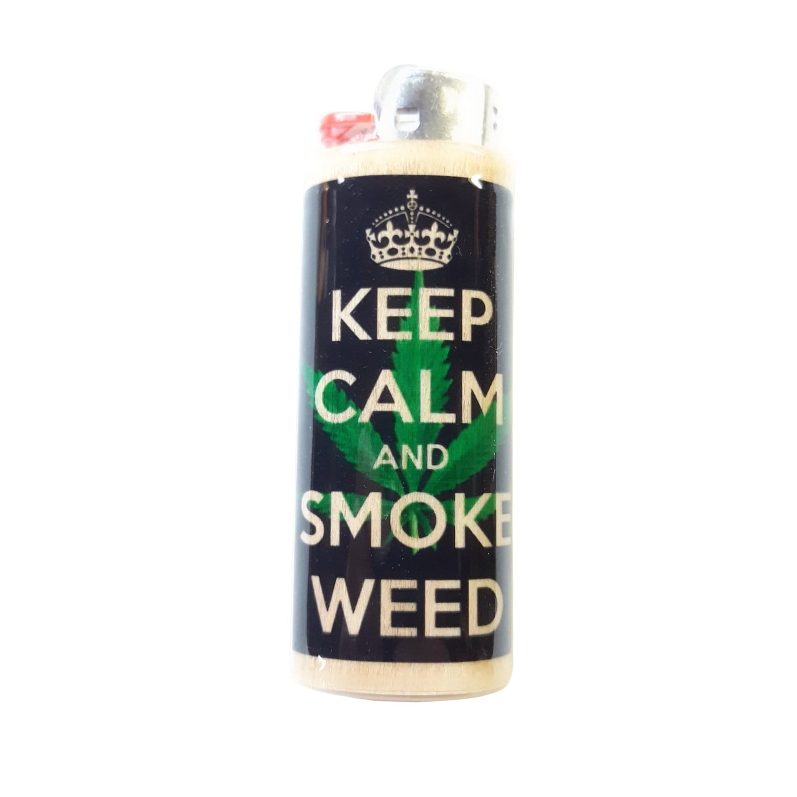 Lighter with 'Keep Calm and Smoke Weed' design on a white background