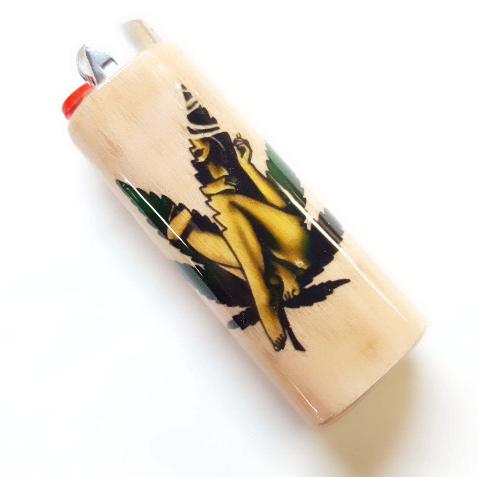 Lighter with a graphic design of a woman on a white background