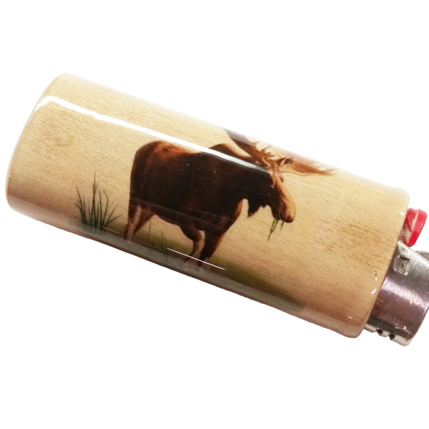 Lighter with a moose design on a white background