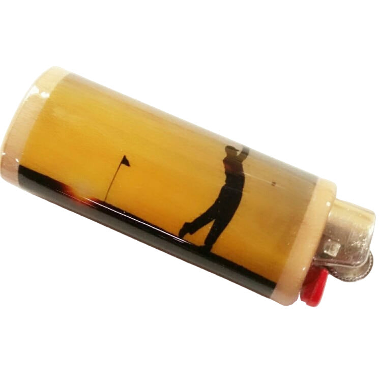 Lighter with a golf-themed design on a white background