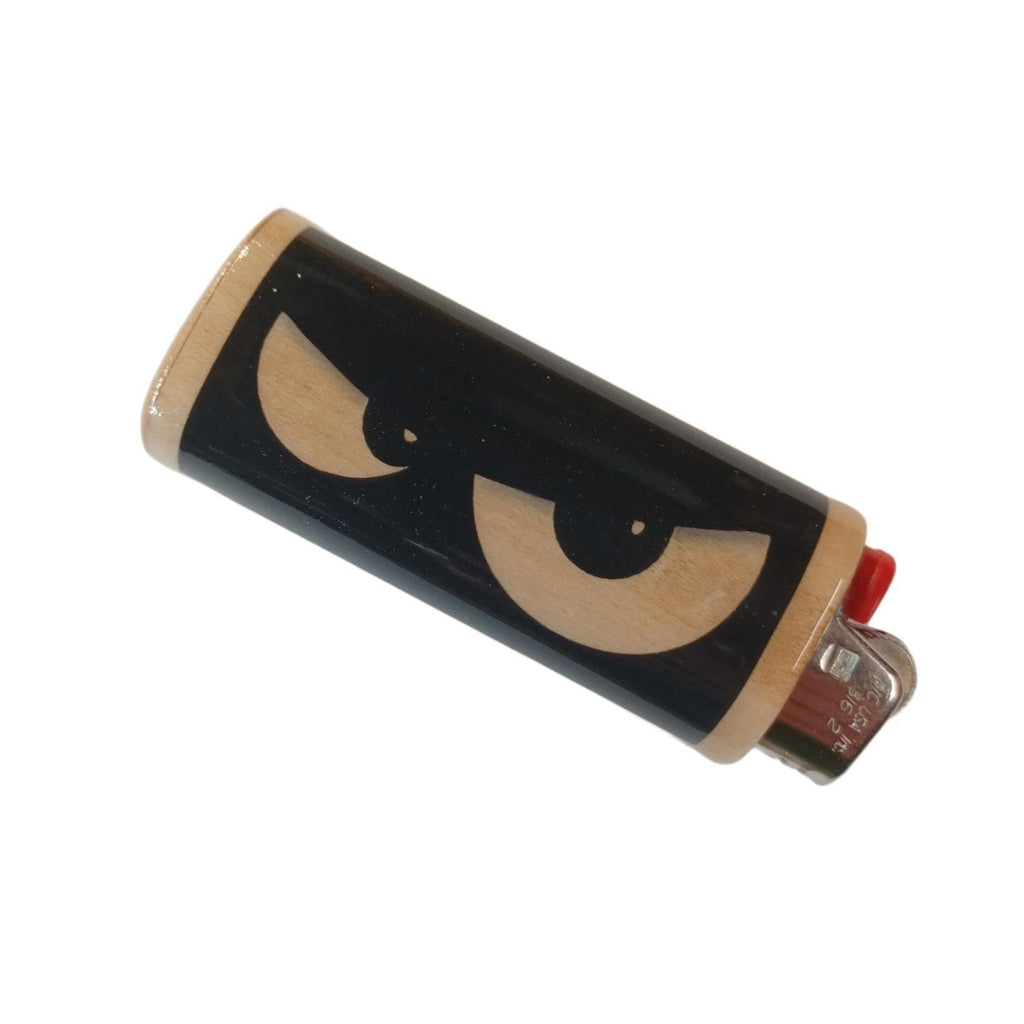 Lighter with cartoonish eyes on a white background