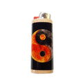 Lighter with a yin yang design featuring fire and water on a white background