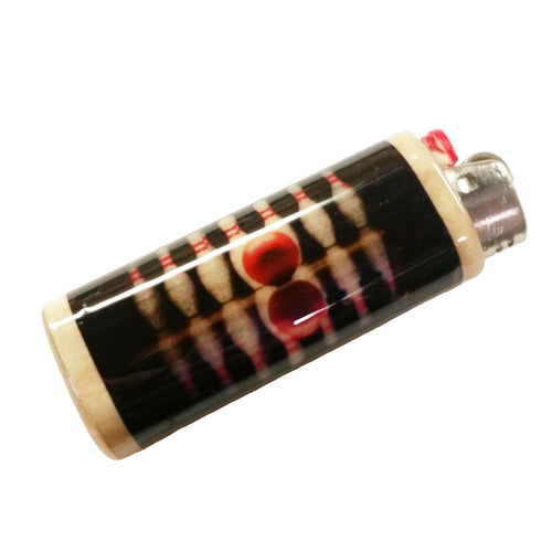 Lighter with a bowling alley design on a white background