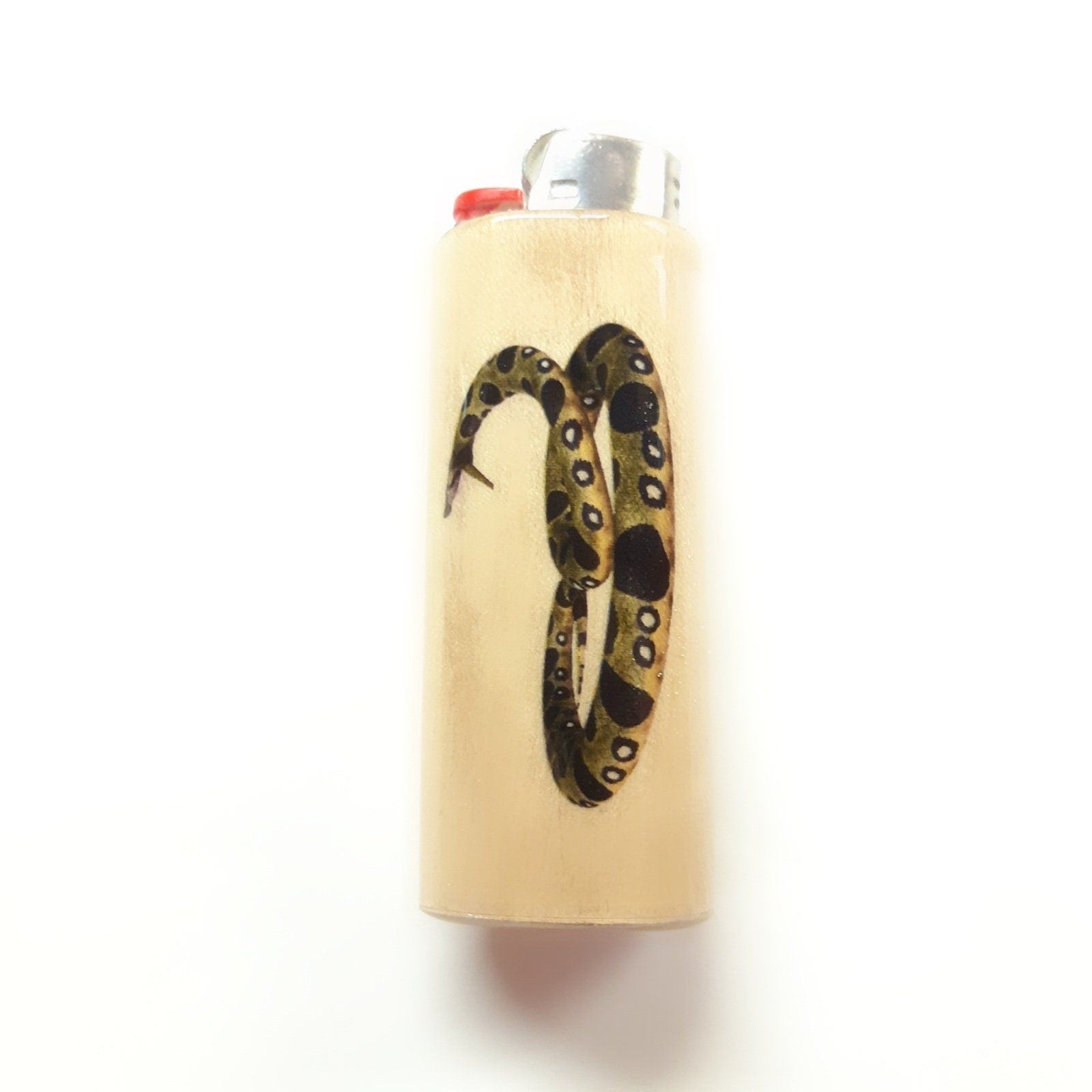 Lighter with a snake design on a white background