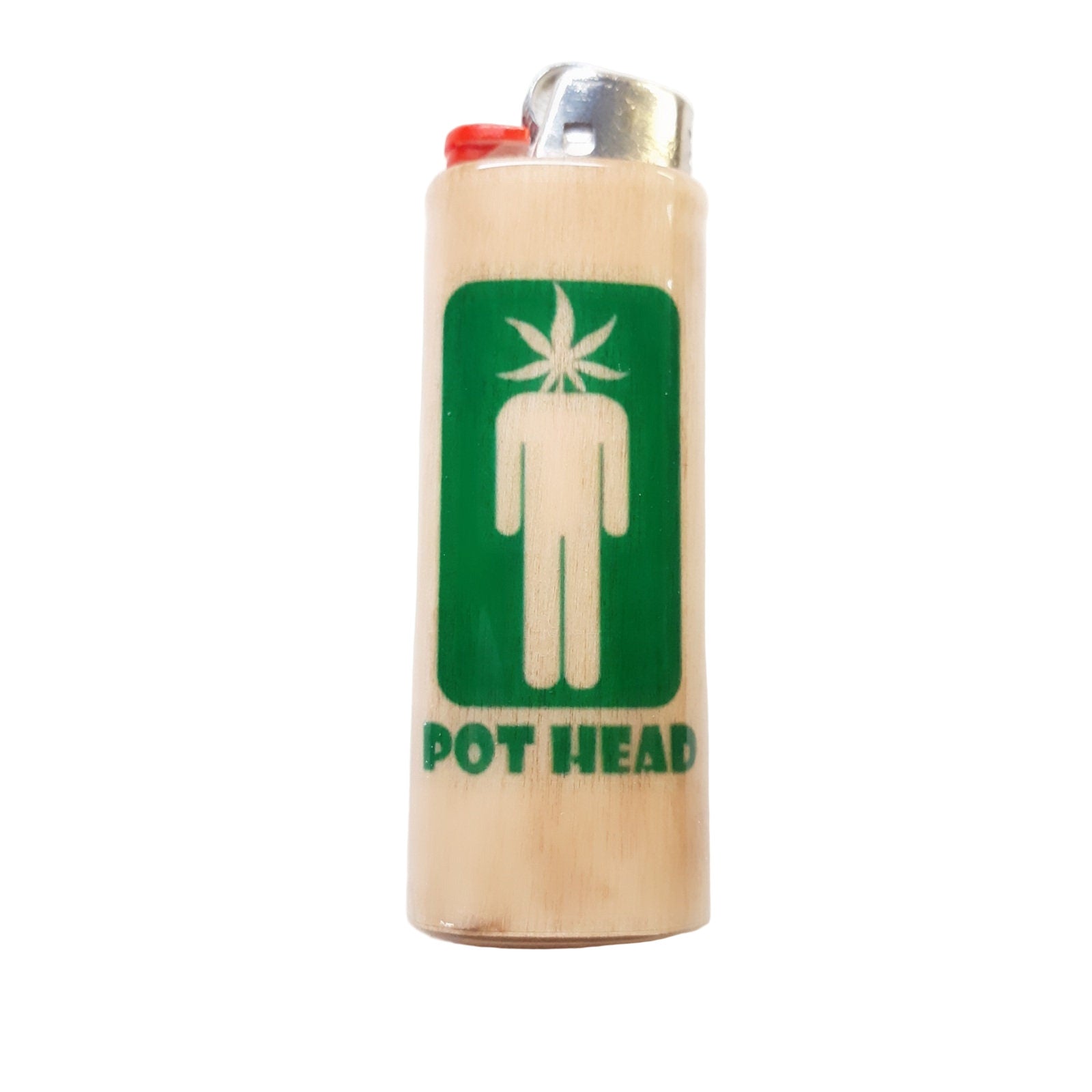 Lighter with 'POT HEAD' design on a white background