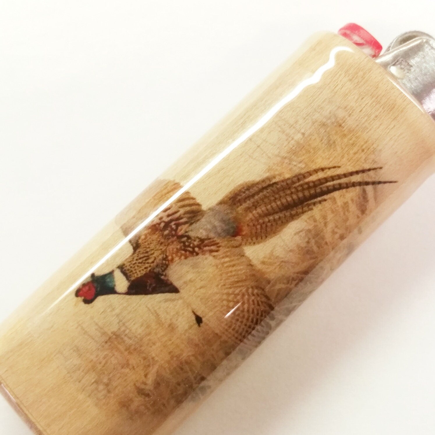 Pheasant Hunting Hunters Fits Bic Lighters Game Bird Hunting Wood Holder Cover Sleeve Case