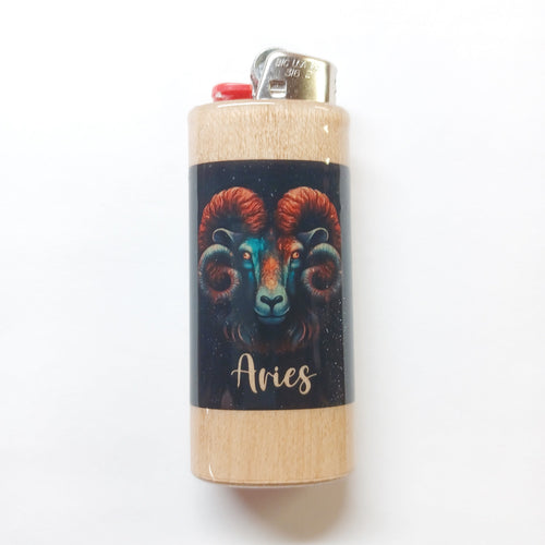 Lighter with Aries zodiac design on a white background