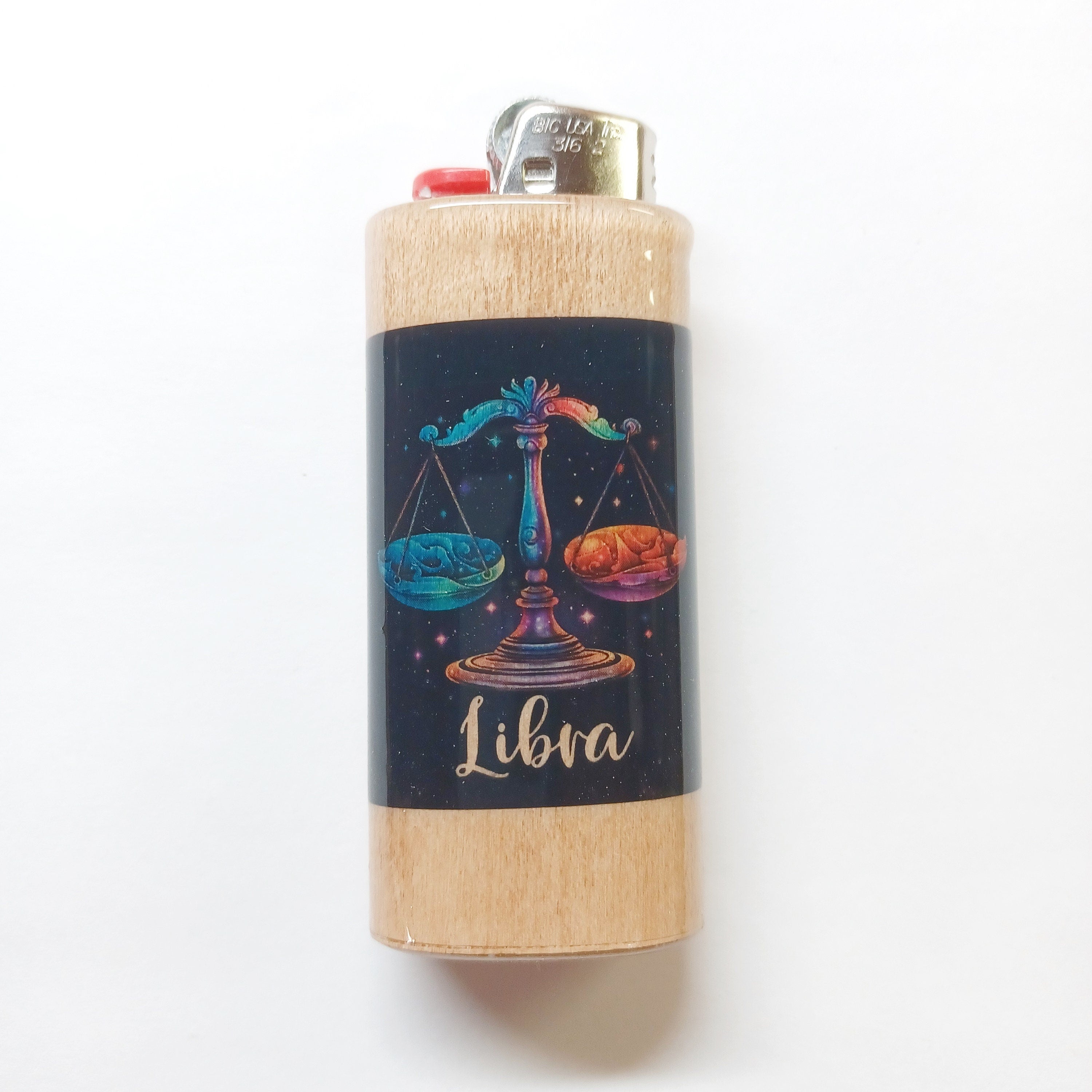 Libra Zodiac Sign Astrology Libra The Scales Fits Bic Lighters Wood Holder Cover Sleeve Case