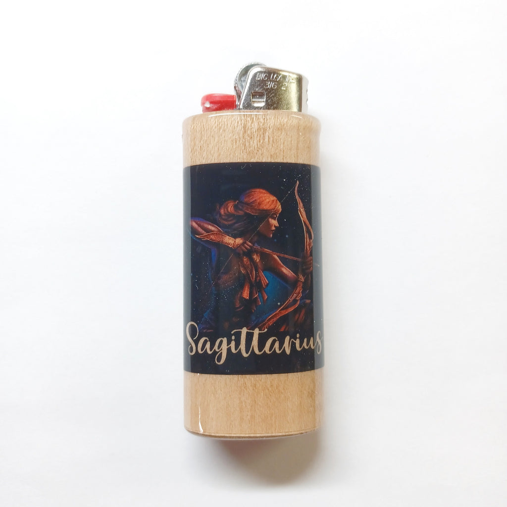 Lighter with Sagittarius zodiac design on a white background