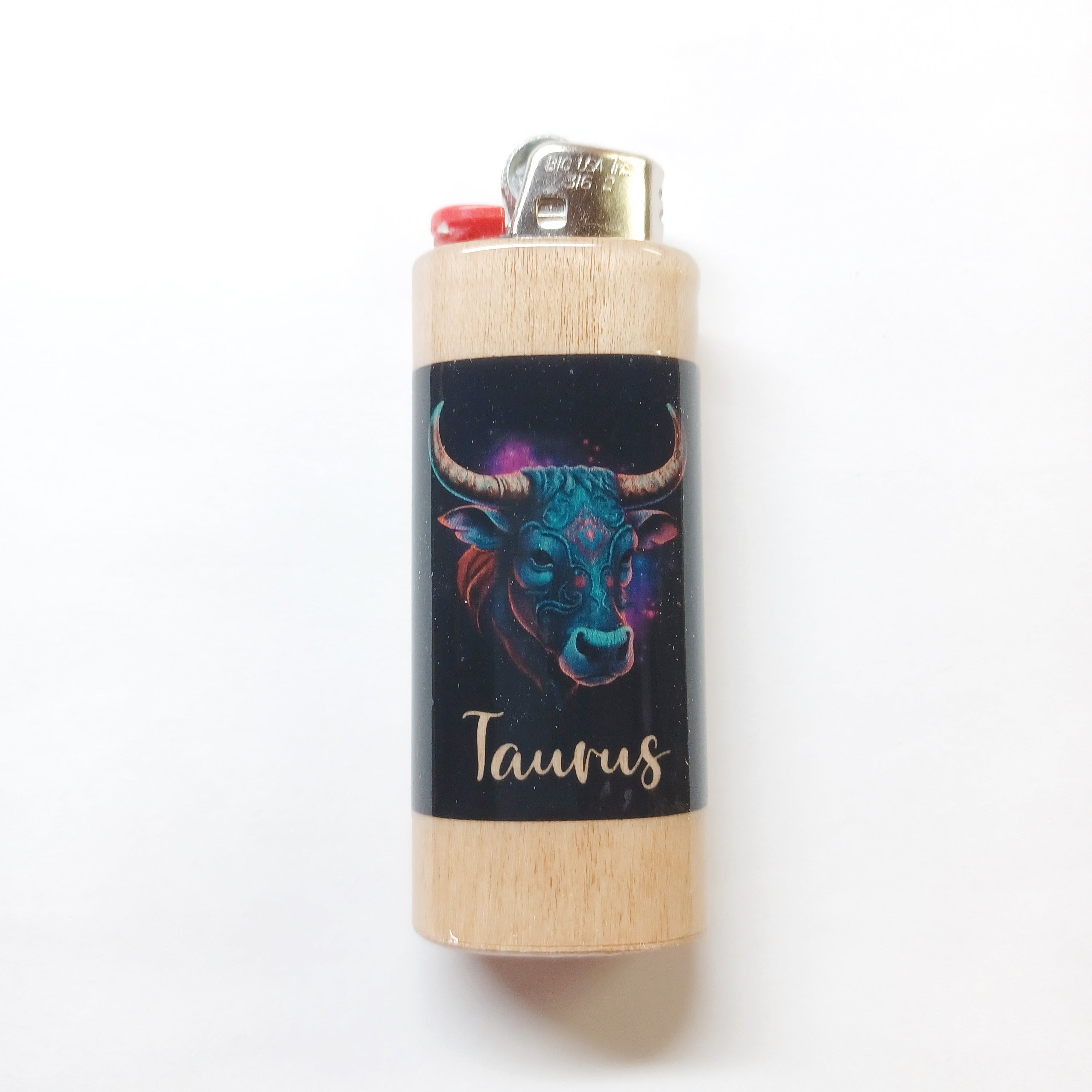 Lighter with Taurus design on a white background
