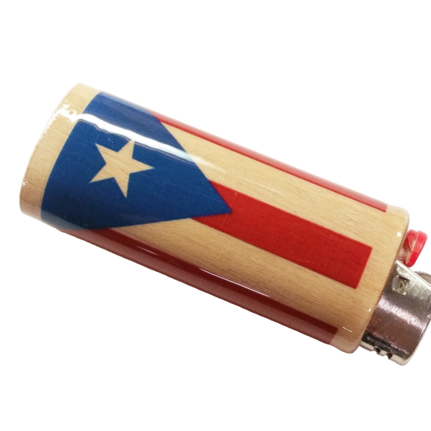 Lighter with Puerto Rican flag design on a white background