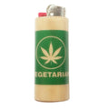 Lighter with a cannabis leaf symbol and 'Vegetarian' text on a green band