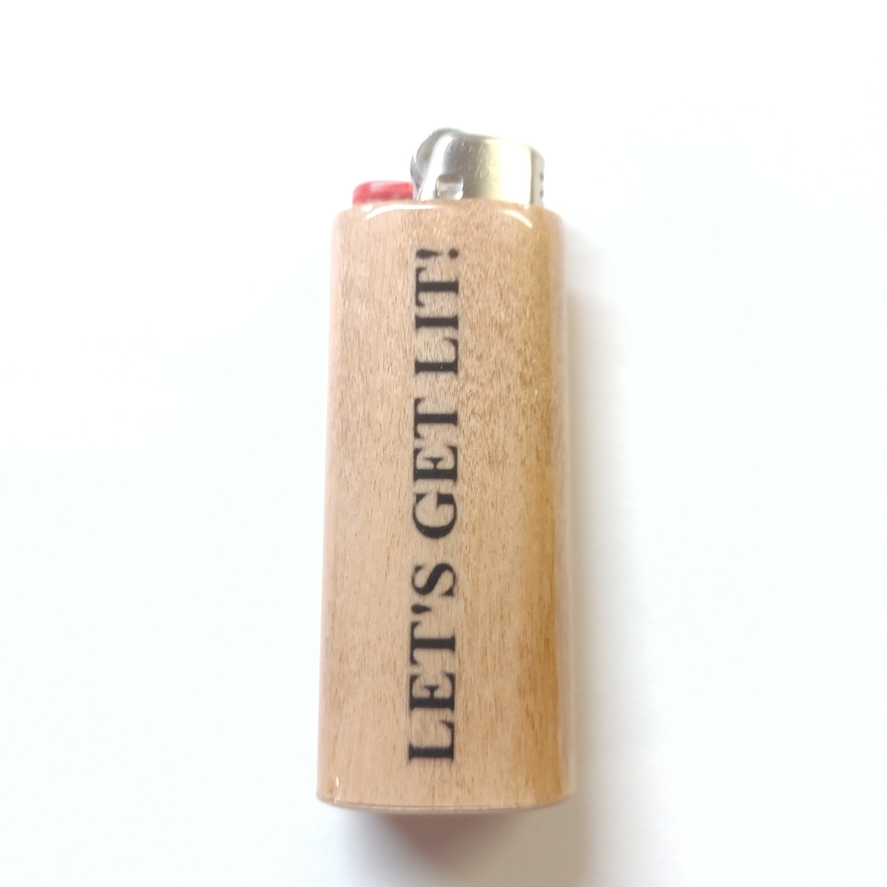 Lighter with 'LET'S GET LIT!' text on a white background