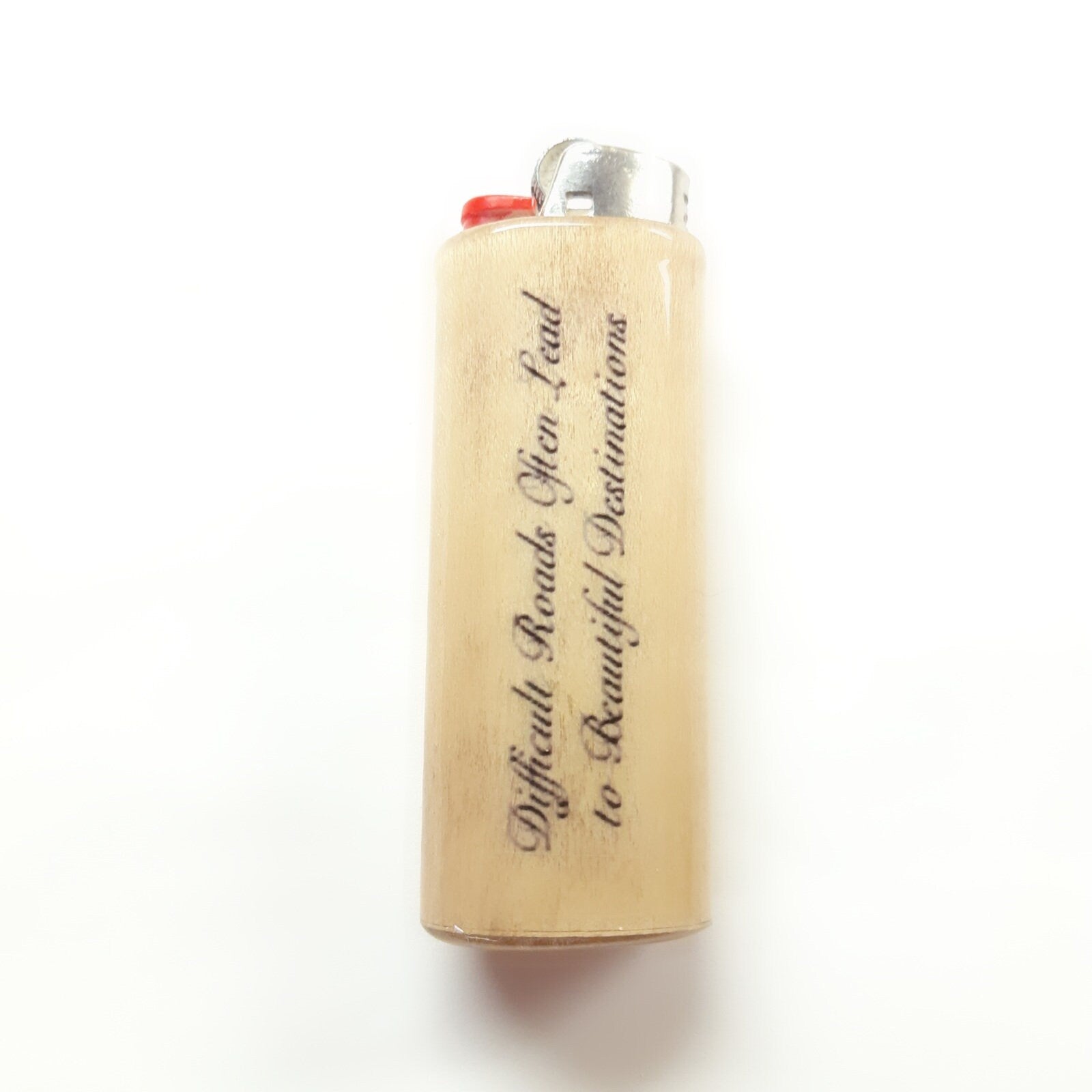 Lighter with text on a white background