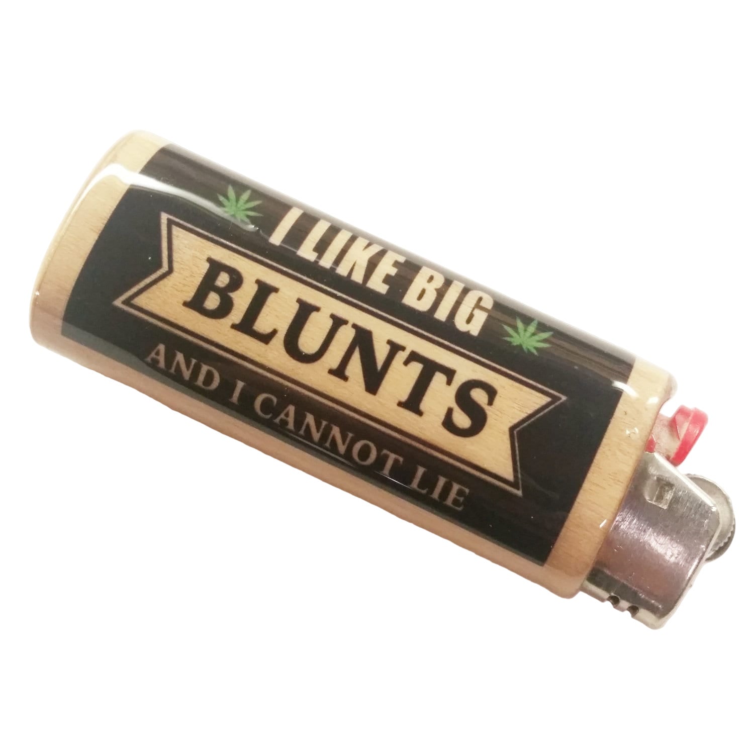 Lighter with 'I Like Big Blunts' text on a white background