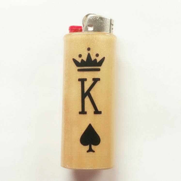My King Fits Bic Lighters Wood Holder Cover Sleeve Case
