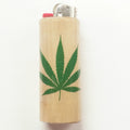 Lighter with a cannabis leaf design on a white background