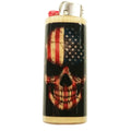 Lighter with American flag and skull design on a white background