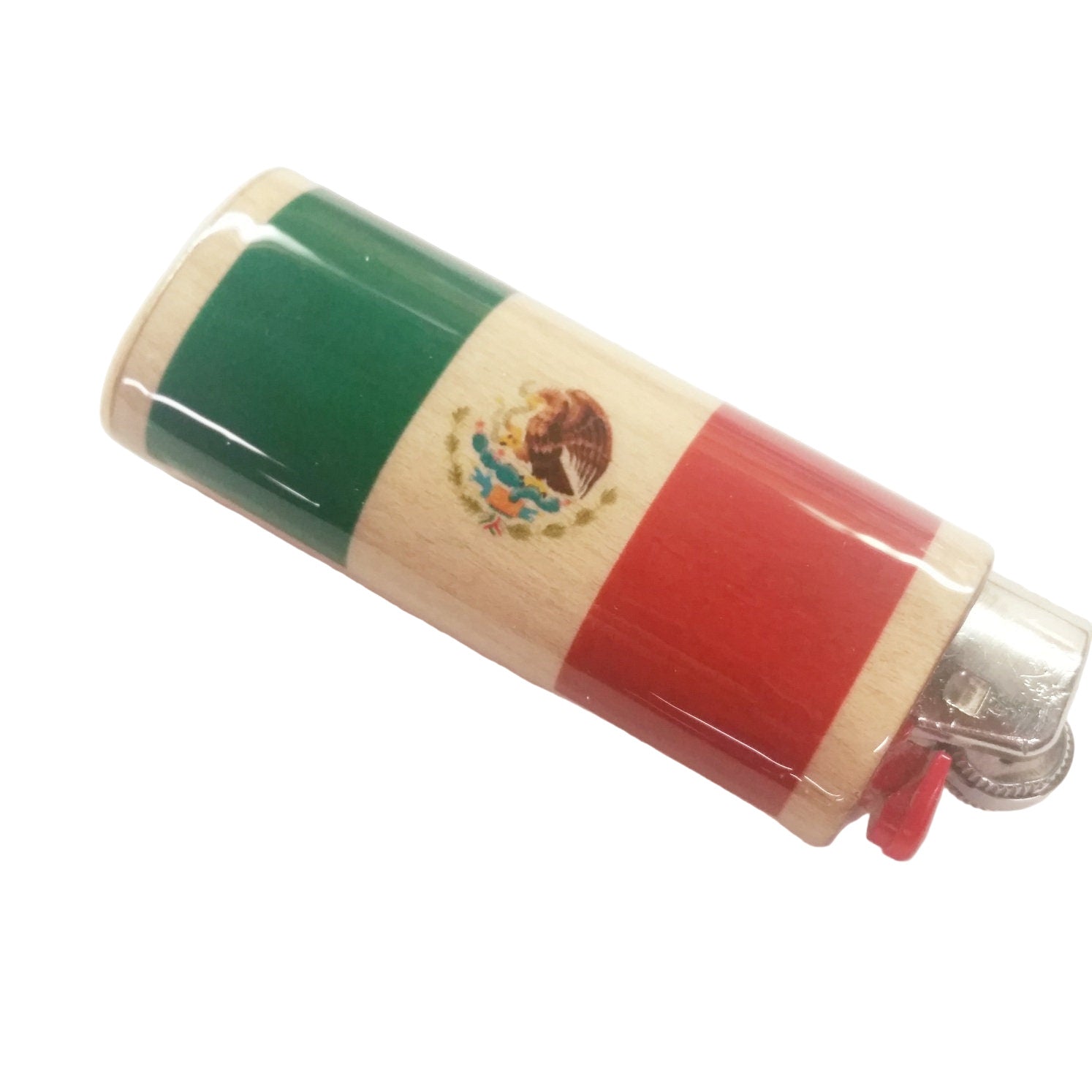 Lighter with Mexican flag design on a white background